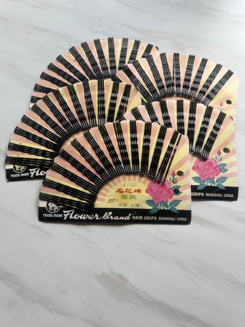 Vintage Deadstock Bobby Pins Hair Grips Flower Brand Lot of 5 Packages